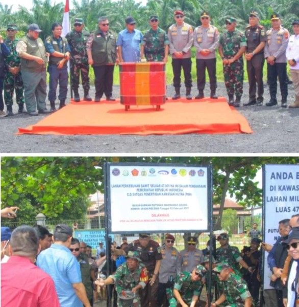 Pakai Helikopter, Irdam I/BB Dampingi Kasum TNI Saat Penyerahan Lahan PT. Torganda di Paluta