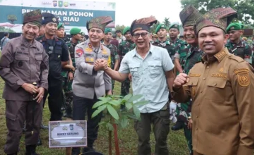 Irjen Herry dan Rocky Gerung Kompak Tanam Pohon di Riau. Diapresiasi Gubernur Wahid